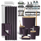 Clara Clark Black Bathroom Set, Shower Curtain Set, Bathroom Accessory Set