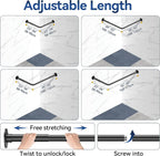 L Shaped Shower Curtain Rods, Adjustable (23''-69'' X 23''-69'') Corner Shower Rod with 12 Shower Curtain Rings for Bathroom, Bathtub, Clothing Store, Need to Drill, Black
