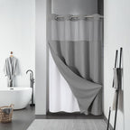 eachope No Hook Waffle Shower Curtain with Snap-in Liner, 71x74 Inch, White