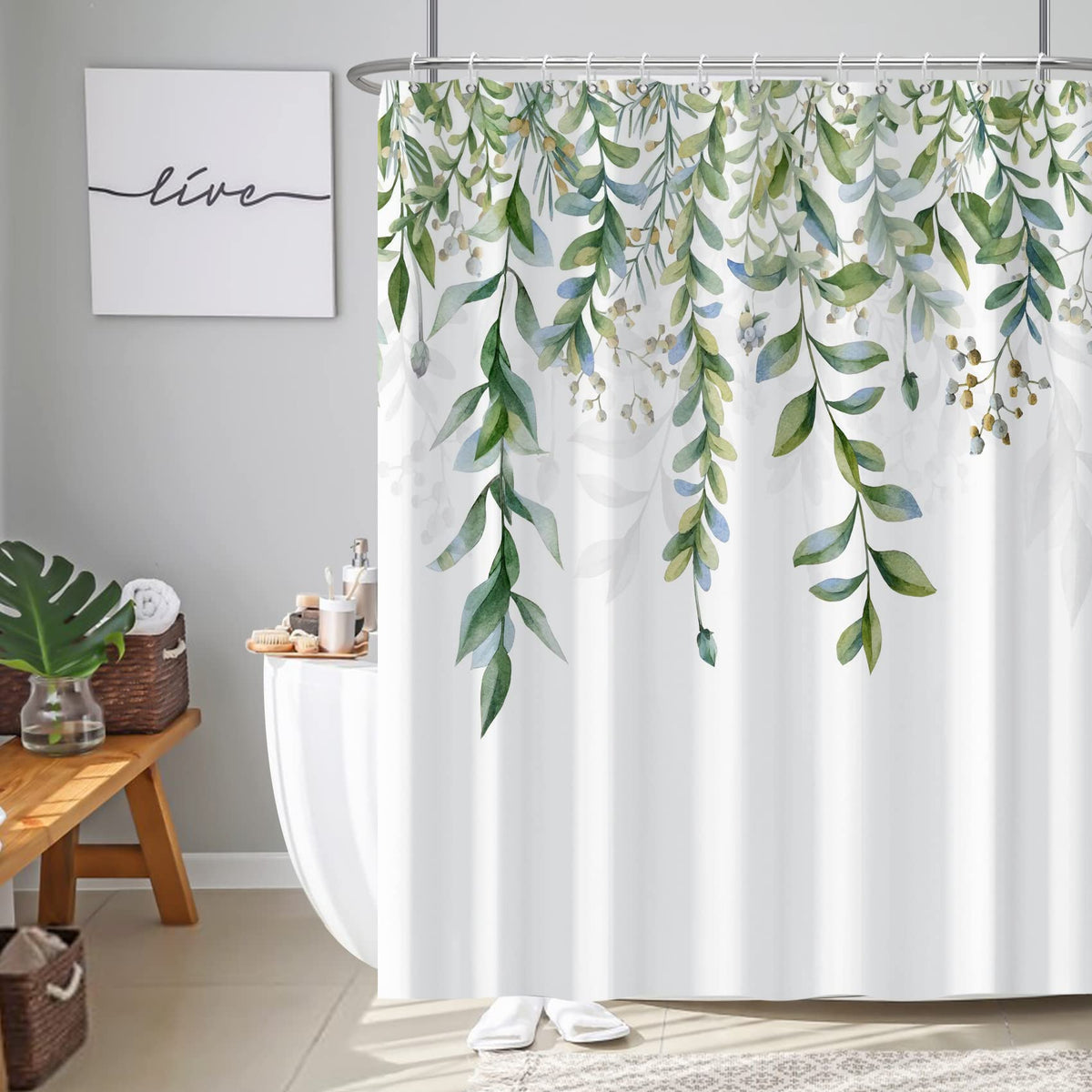 AWERT Blue Marble Shower Curtain - Waterproof for Bathroom Decor, Printed Washable With Hooks, 72x72 Inch
