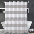 AmazerBath Navy Blue Shower Curtain Stripes, 72" W x 72" H Blue and White Shower Curtain, Fabric Shower Curtains for Bathroom with 2 Heavy Stones, Water Repellent