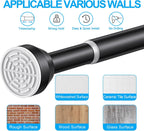 TEECK Shower Curtain Rod, 32-79 inch Adjustable Tension Spring, 1 Inch Shower Curtain Rod Tension, Anti-Slip, Rust-Proof, No Drilling, for Bathroom, Black