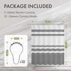 AmazerBath Shower Curtain, Washable Cloth Black Shower Curtain Sets with 12 Shower Curtain Hooks, Fabric Rustic Black and White Striped Curtain, Farmhouse Bathroom Curtains, 72x72 Inches