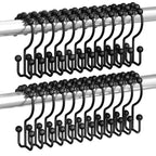 Titanker Shower Curtain Hooks Rings, Rust-Resistant Metal Double Glide Shower Hooks for Bathroom Shower Rods Curtains, Set of 12 Hooks - Bronze