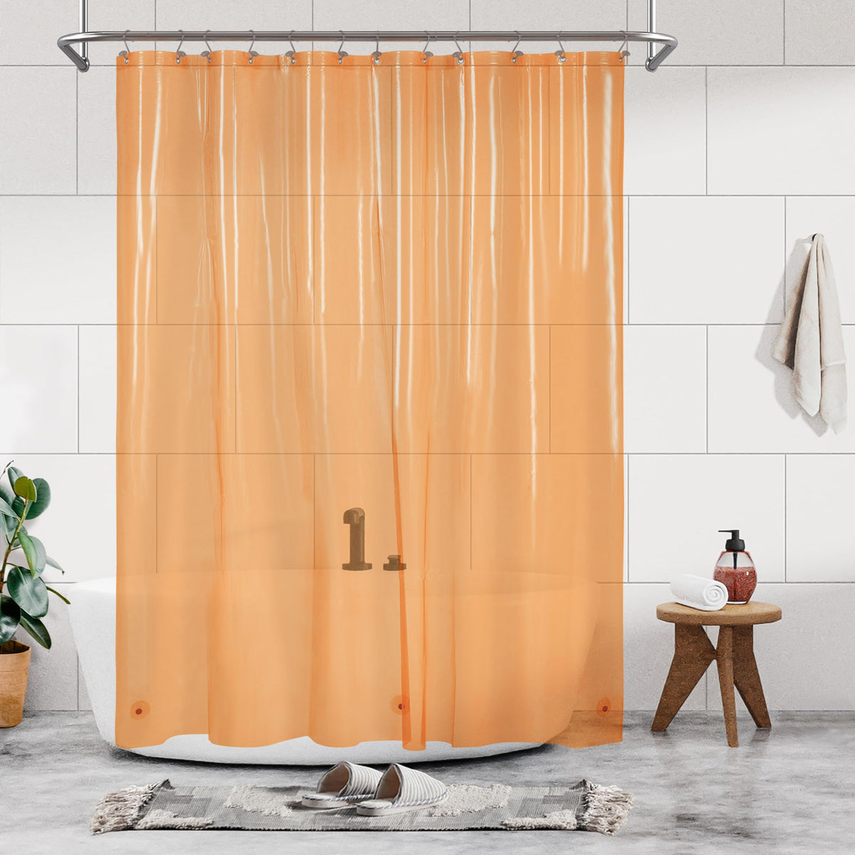 Barossa Design 48 inch Wide Stall Shower Curtain Liner with Magnets, Clear