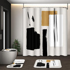 Bathroom Sets with Shower Curtain and Rugs, Set of 4 Geometric Boho