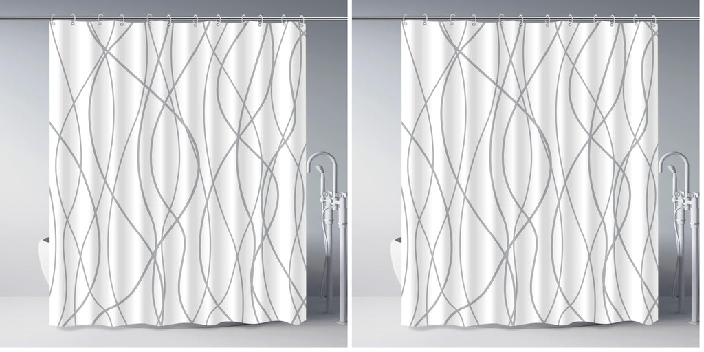 Striped Shower Curtain for Bathroom, Grey White, 72" W x 72" L