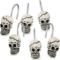 Jetec 12 Pcs Halloween Skull Shower Curtain Hooks, for Bathroom Home Decor