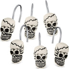 Jetec 12 Pcs Halloween Skull Shower Curtain Hooks, for Bathroom Home Decor