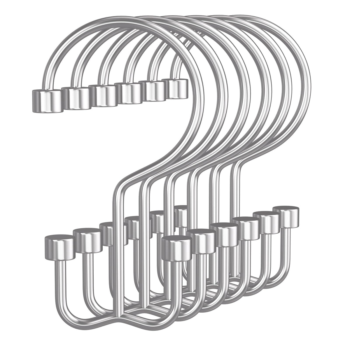 Bathway Shower Curtain Hooks Nickel Shower Curtain Rings, 12 Pcs Double Hook Shower Curtain Hooks Rings Shower Curtain Hangers Rust Proof, Metal Shower Hooks for Bathroom Shower Curtain Rod