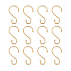 Bath Bliss 12 Pack S-Hook Shower Curtain Rings | Bathroom | Metal S Shaped Hooks | Easy Glide | Easy to Install | Hang Mugs, Pans, Towels | Satin Gold