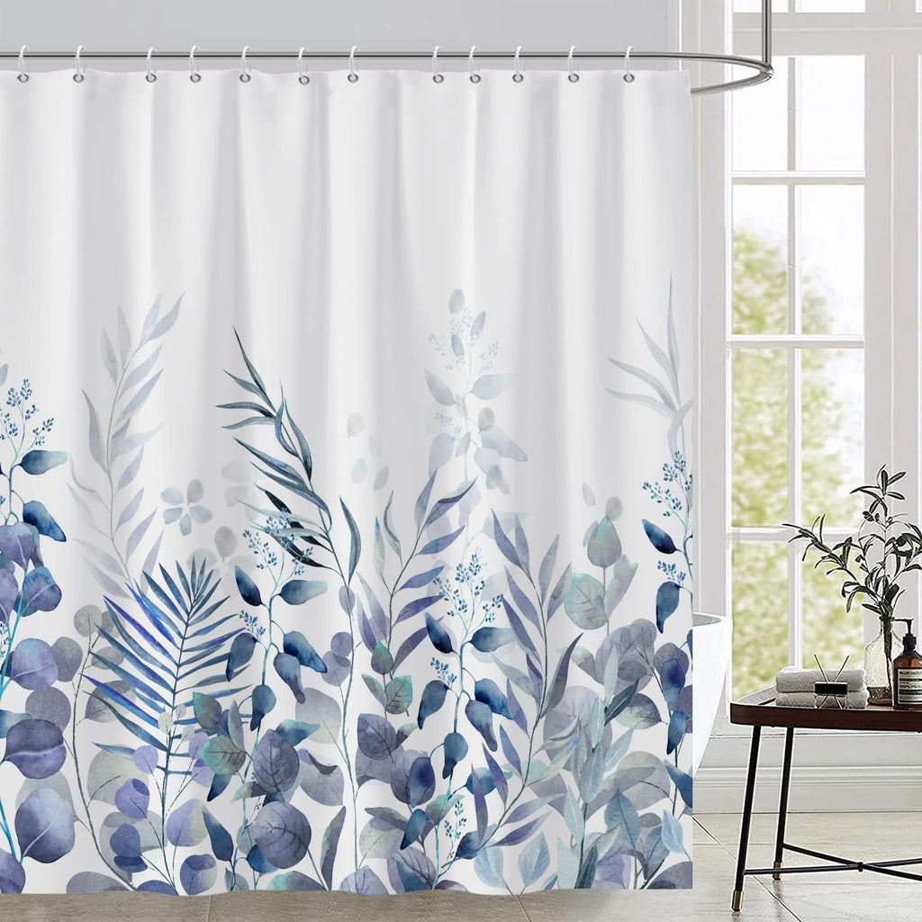 AWERT Blue Marble Shower Curtain - Waterproof for Bathroom Decor, Printed Washable With Hooks, 72x72 Inch