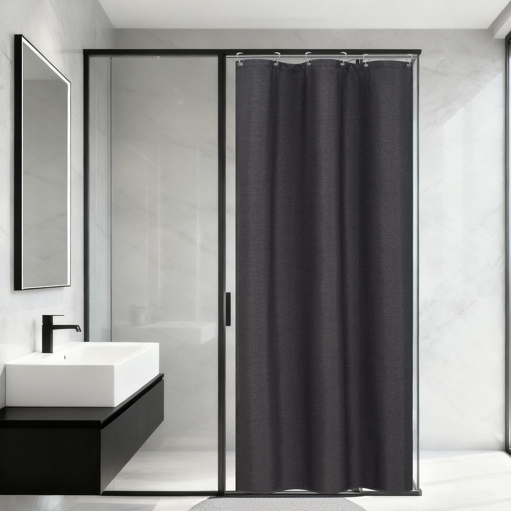 Seenus Natural Sage Green Linen Look Fabric Shower Curtain, Heavy Duty Faux Linen Textured Shower Curtain Water-Resistant, 72 x 72 Inch Soothing Forest Green Farmhouse Bathroom Decor Shower Curtains