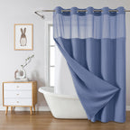 eachope No Hook Waffle Shower Curtain with Snap-in Liner, 71x74 Inch, White