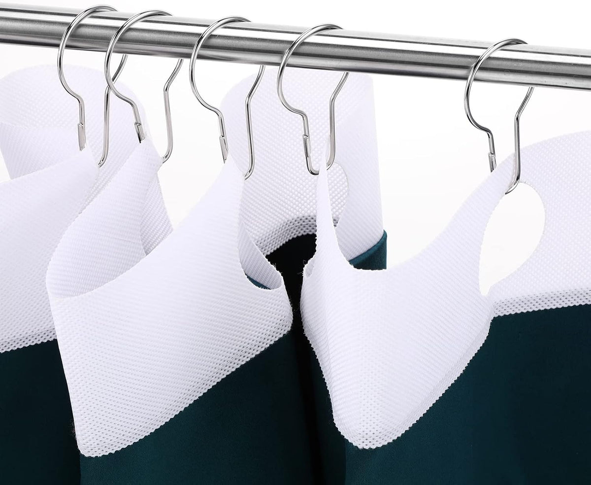 Queekay 60 Pcs Metal Shower Curtain Hooks Reusable Hanging Clips, Silver