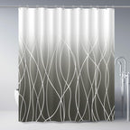 Striped Shower Curtain for Bathroom, Grey White, 72" W x 72" L