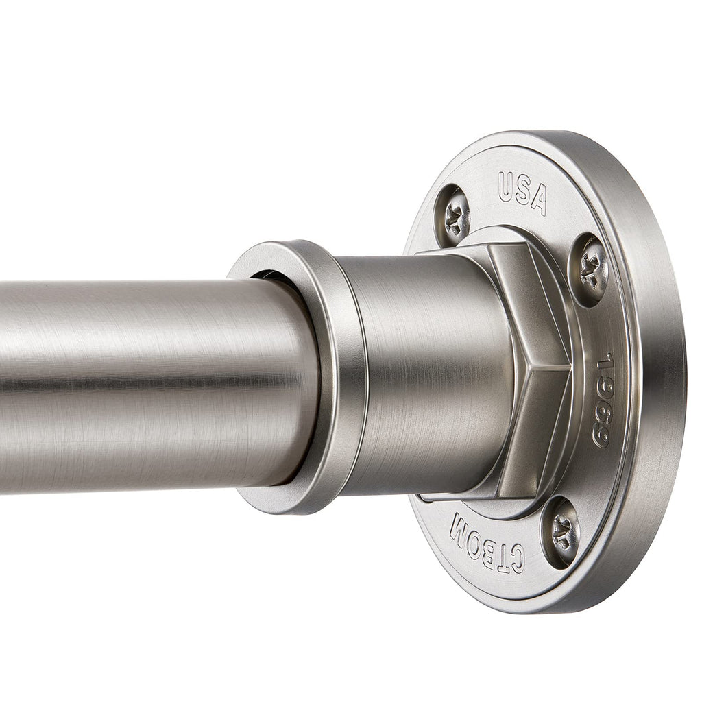 BRIOFOX Industrial Shower Curtain Rod - 2-in-1 Design Tension Curtain Rod - Never Rust Non-Slip 43 to 72 Inch 304 Stainless Steel, Brushed Nickel Window Curtain Rod