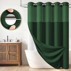 BTTN Cream Ringless Linen Textured Shower Curtain with Snap in Liner, 72x75