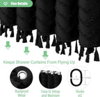 Dynamene Boho Farmhouse Fabric Shower Curtain Tufted Chevron 72"x72" Black