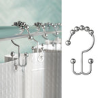 Zenna Home Shower Curtain Hooks, Chrome, Set of 12 – Premium Shower Curtain and Liner Rings with Double Roller Glide and Double-Sided Design – Rust Resistant