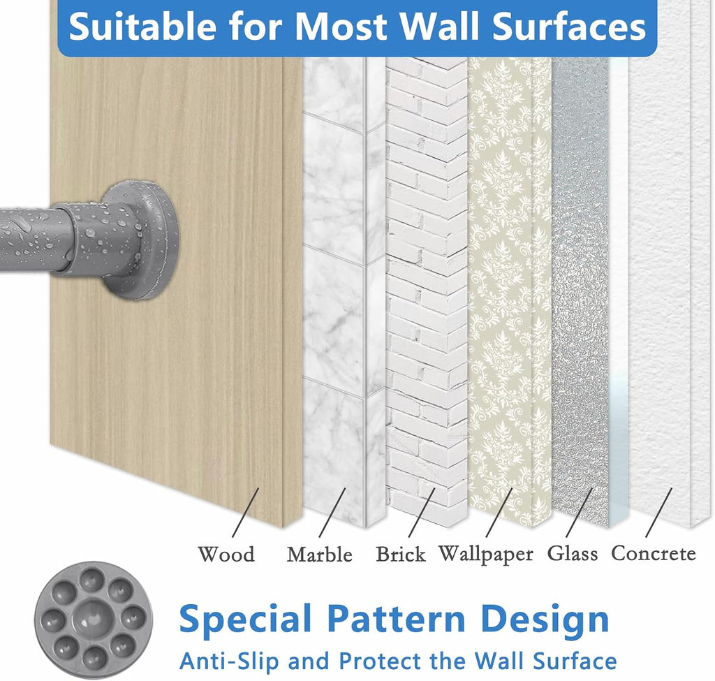 Grey Shower Curtain Rod 28"-39.5", Never Rust Anti-Slip Adjustable Tension Curtain Rods No Drilling, Heavy Duty Spring Enlarged Diameter 1" Tension Rod for Bathroom/Closet/Room Divider
