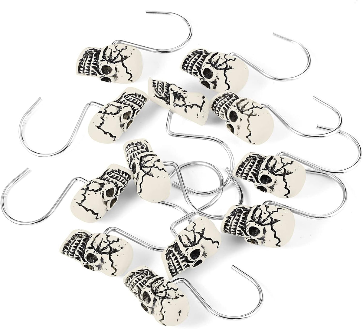 Jetec 12 Pcs Halloween Skull Shower Curtain Hooks, for Bathroom Home Decor