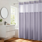 River Dream Heavyweight Waffle No Hook Shower Curtain with Liner,Gray,71x74