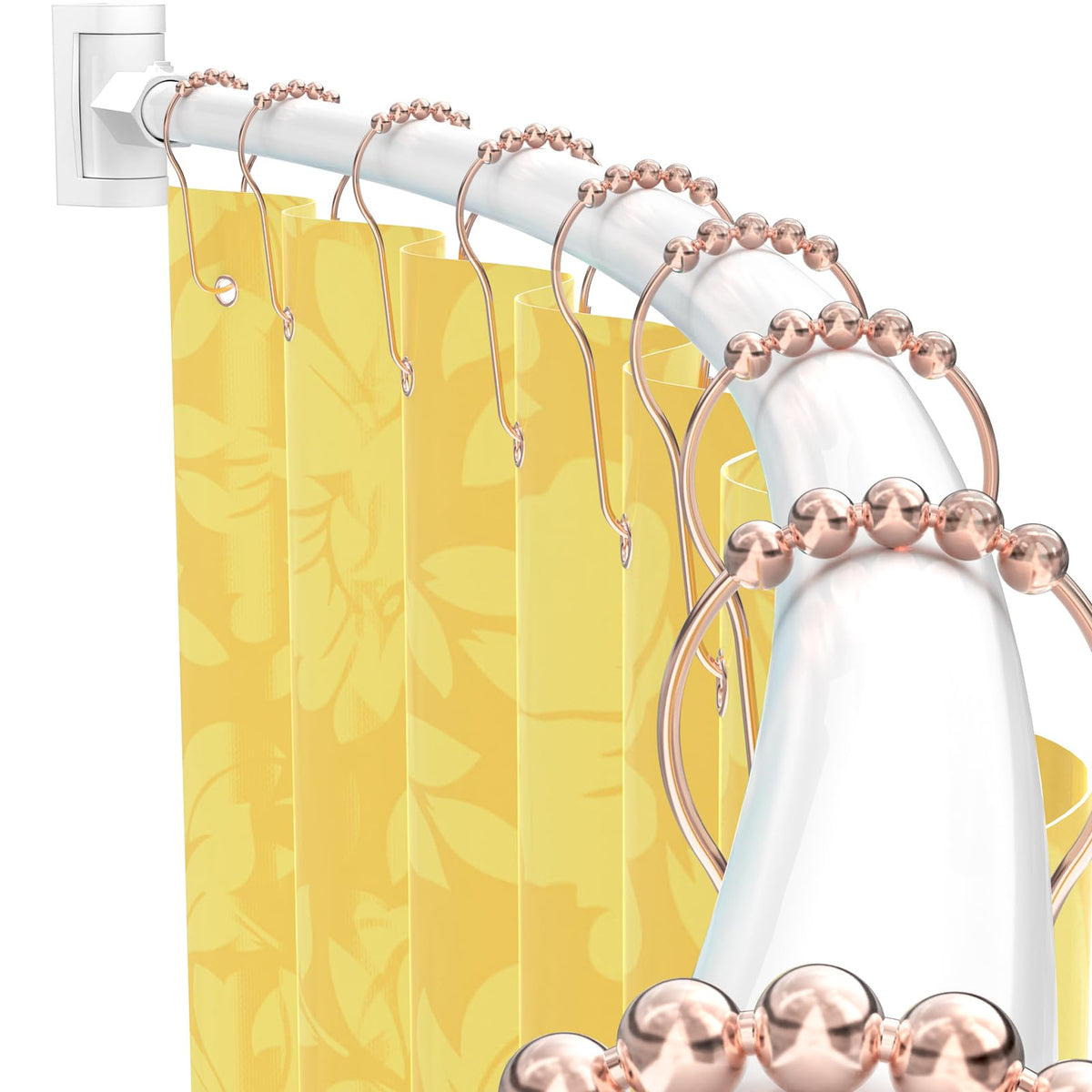 Curved Shower Curtain Rod For Bathroom, 38-72 Inches Adjustable, Nickel
