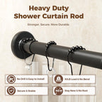 HYSEYY Heavy Duty Shower Curtain Rod,26-80inch Adjustable Tension Rod Black
