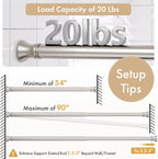 Amazer Spring Tension Shower Curtain Rod, 54-90 Inches Rust-Resistance Tension Curtain Rod Bathroom Rod, Adjustable Shower Curtain Rod No Drill, Nickel