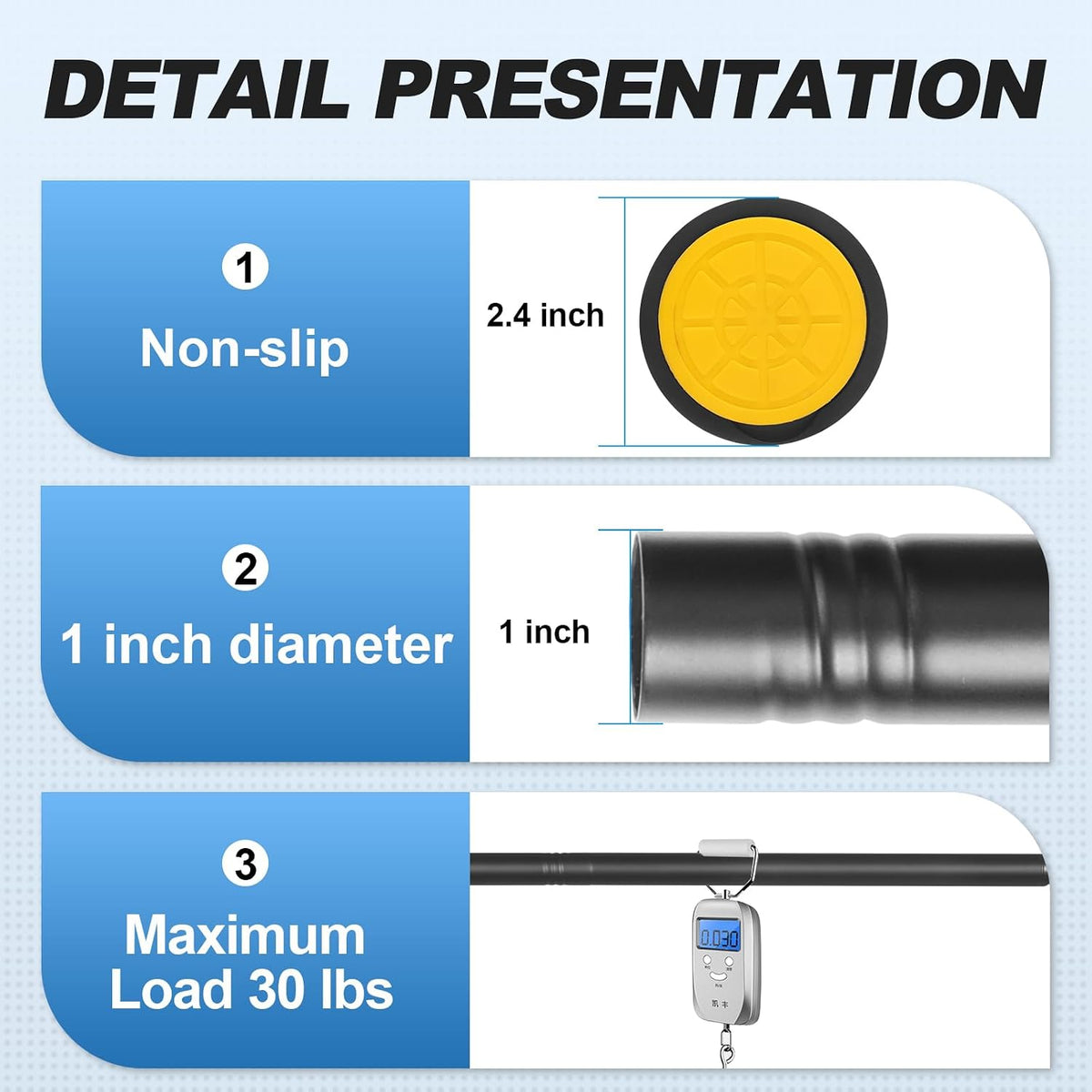 CorkLatta 1" Heavy Duty Black Shower Curtain Rod 31 to 80 Inch,Adjustable