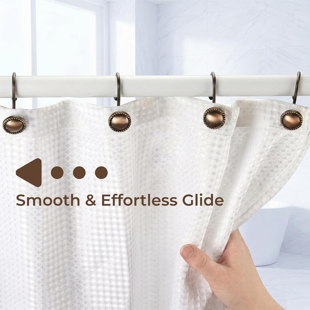 Shower Curtain Hooks,Rust-Resistant Decorative Rings,12-Pack,Bronze
