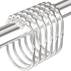 MENGJINGO 12PCS Wide Shower Curtain Hooks Rings, Rust Proof Stainless Steel, Heavy Duty Shower Hooks Rings for Bathroom Shower Rods Curtains Liners, Easy Glide Rollers, Set of 12, Chrome