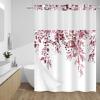 WITHLOC Hook Free Floral Shower Curtain with Liner, Blue Beige, 71x74