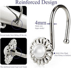 Nickel Shower Curtain Hooks Rings, Decorative Shower Curtain Hangers, Heavy Duty Metal Shower Rings, Sunflower Shower Hooks for Shower Curtain Rod and Liner, Bathroom Curtain Hooks, Set of 12