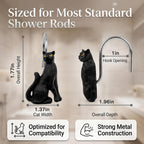 Black Cat Shower Curtain Hooks Set of 12, Decorative Resin Shower Rings