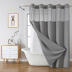 eachope No Hook Waffle Shower Curtain with Snap-in Liner, 71x74 Inch, White