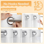 River Dream Cotton Blend Fabric Shower Curtain Set with Liner, White, 54x80