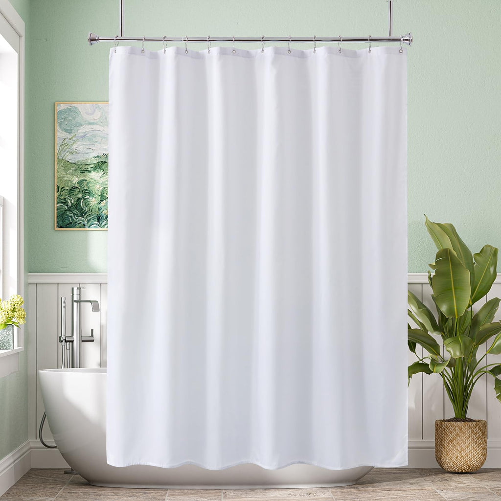 Amazer Ivory Shower Curtain Liner, Ivory Fabric Shower Liner, 2-in-1 Bathroom Shower Curtain and Liner, 12 Grommet Holes, Water Proof, Machine Washable, Hotel Quality, 72 x 72 Inches