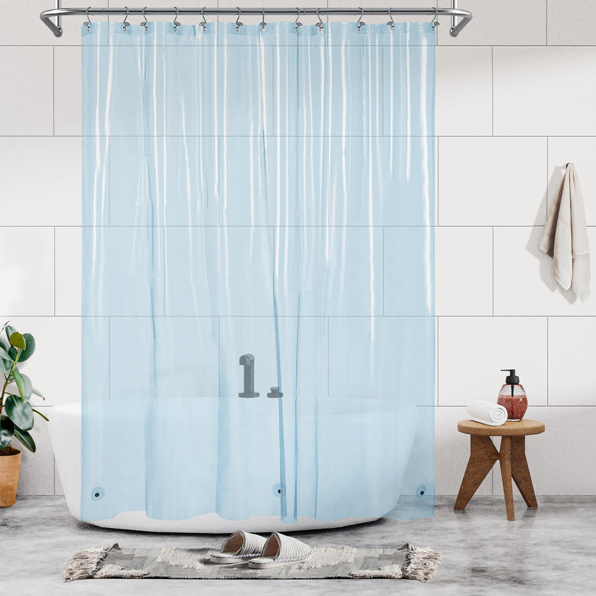 Barossa Design 48 inch Wide Stall Shower Curtain Liner with Magnets, Clear