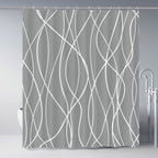 Striped Shower Curtain for Bathroom, Grey White, 72" W x 72" L