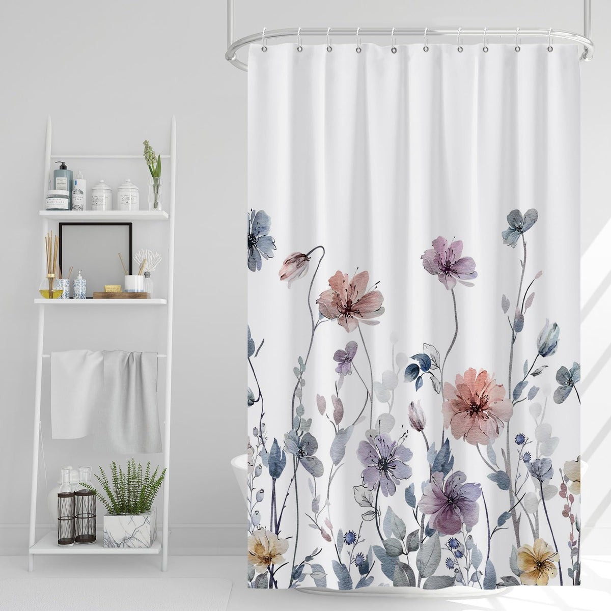 AWERT Blue Marble Shower Curtain - Waterproof for Bathroom Decor, Printed Washable With Hooks, 72x72 Inch