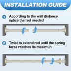CorkLatta Brushed Nickel Shower Curtain Rod 31 to 80 Inch,1 Inch Diameter Adjustable Spring Tension Stainless Steel Telescoping Rod,Easy Install,No Rust
