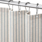 Farmhouse Striped Shower Curtain Taupe Vintage Linen Curtain 72"W X 72"L