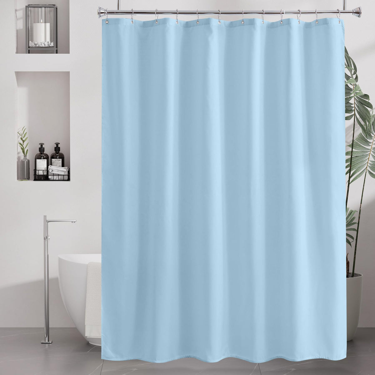 Amazer Ivory Shower Curtain Liner, Ivory Fabric Shower Liner, 2-in-1 Bathroom Shower Curtain and Liner, 12 Grommet Holes, Water Proof, Machine Washable, Hotel Quality, 72 x 72 Inches
