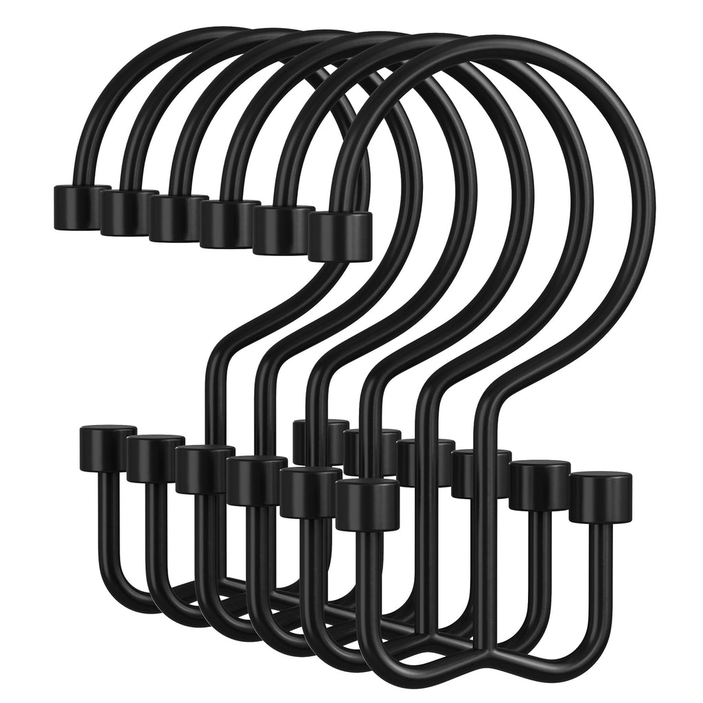 Amazer Gold Shower Curtain Hooks, 12PCS Minimalist Simple Double Shower Curtain Rings, Rust-Resistant Metal Shower Hooks Shower Curtain Hangers, Shower Rings for Bathroom Shower Rods Curtains
