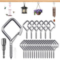 65 Pcs Stainless Steel Hooks, 2.16" Screw Hooks with Safety Buckle