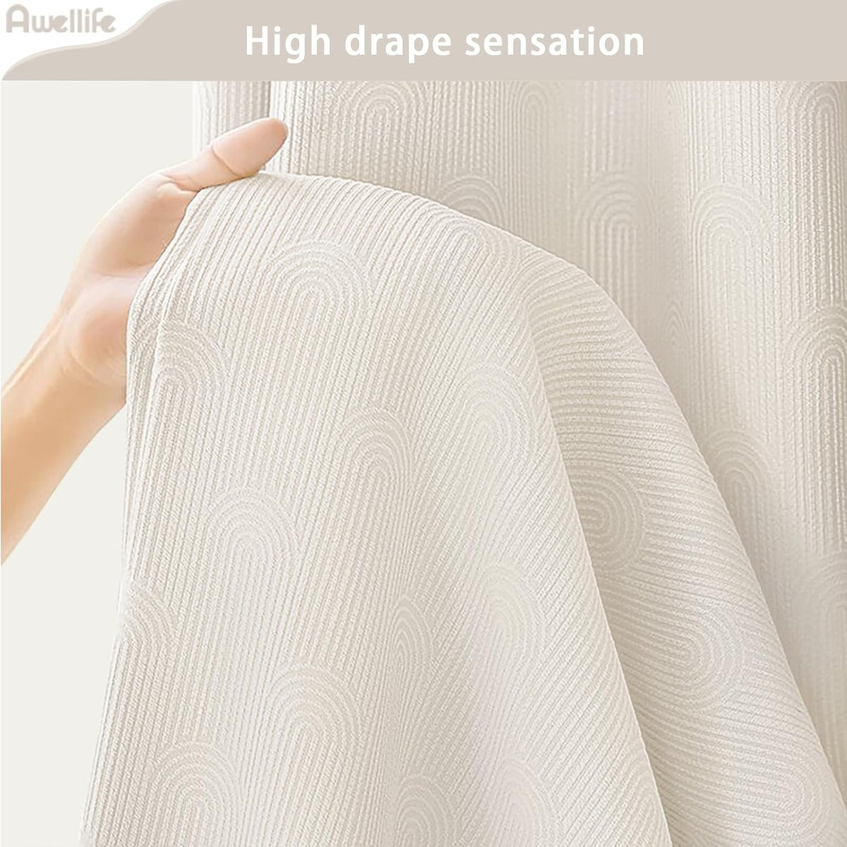 Ivory Boho Cotton Shower Curtain Arch,72" W x 72" L