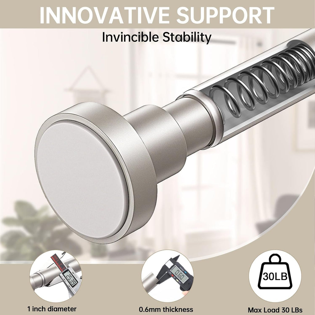 BRIOFOX Shower Curtain Rod Adjustable 18-78 Inch, Stainless Steel Spring Tension Shower Rod No Drilling Non Slip, Silver