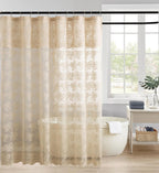 Ivory Lace Shower Curtain 72x72, Vintage Shabby Chic with Attached Valance